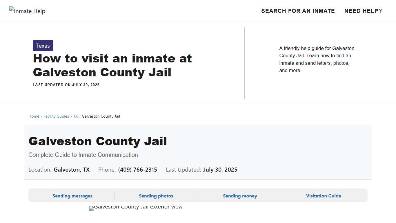 How to visit an inmate at Galveston County Jail - Inmate Help